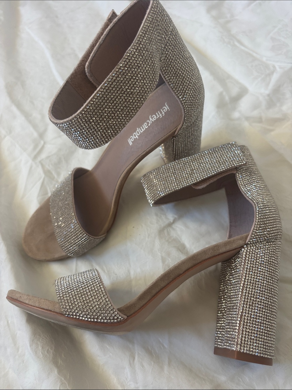Jeffrey Campbell Crystal Block Heel Sandals, Sz 7.5